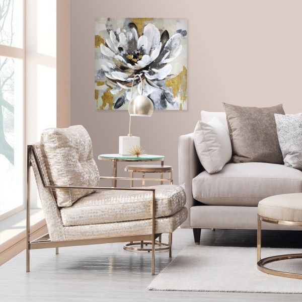 Репродукция на холсте Золотой лотос 80x80 см 