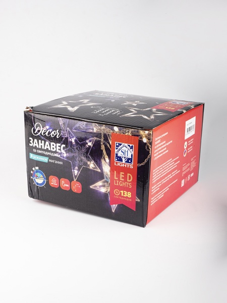 Электрогирлянда-штора SHLigts (DCLLD-138WW-C) встроенный светодиод (LED) 138 ламп 2 м 