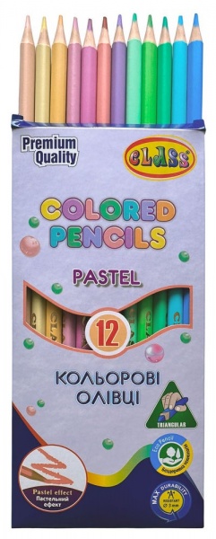 Олівці кольорові трикутні PASTEL 12 кольорів 1712C CLASS