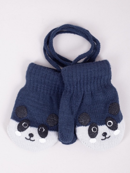 Варежки YO! Панда р.10 синий с голубым 