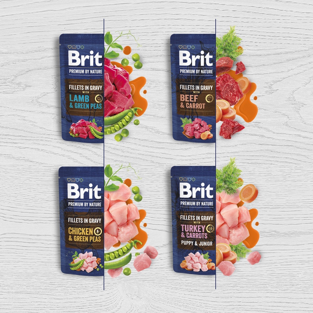 Корм влажный Brit Premium Fillets in Gravy Turkey & Carrots Puppy филе в соусе индейка и морковь 85 г