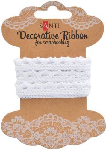 Лента кружевная лента белая, 10мм, 2м. 741354 