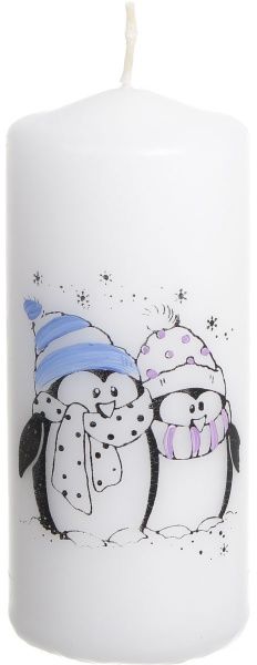 Свеча Цилиндр трафаретная Пингвины 50x110 Pako-If