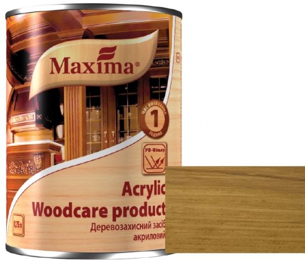 Декоративний та захисний засіб для деревини Maxima акриловий дуб глянець 0,75 л