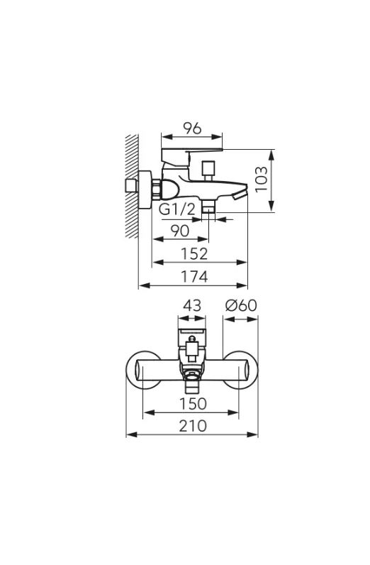 Смеситель для ванны/душа Ferro RENNTO хром
