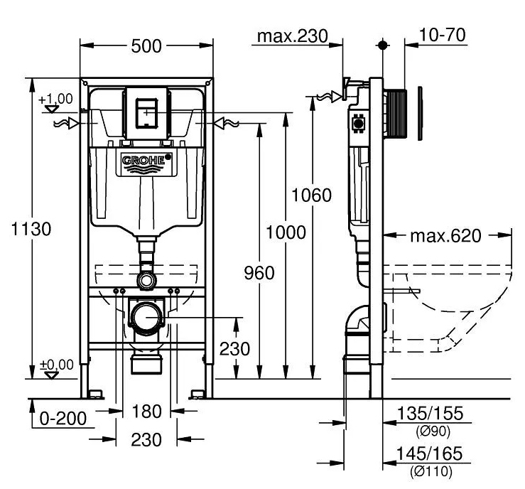 Комплект инсталляции Grohe Solido (Sail хром) 38832000