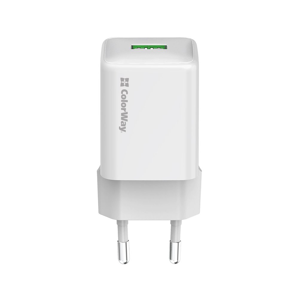 Зарядное устройство ColorWay 1USB Quick Charge 3.0 (18W) V2 белое