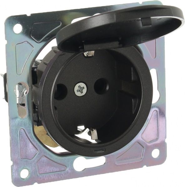 Механізм розетки HausMark Bela з кришкою чорний SNG-SCP.RD20MG1WGC-BK