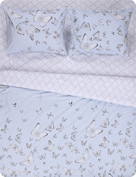 Комплект постельного белья butterflies 2.0 голубой с белым Ibodo 