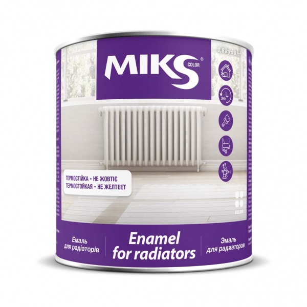 Эмаль MIKS Color алкидная для радиаторов белый глянец 0,8кг