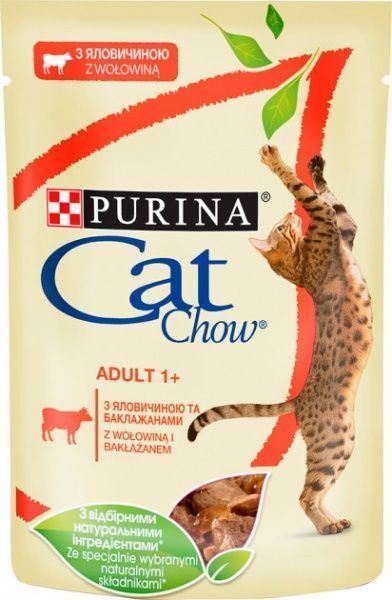 Корм Purina Cat Chow Adult 1+ з яловичиною та баклажанами в желе 85 г