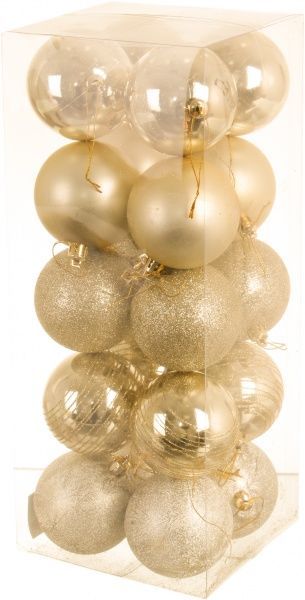 Набор елочных шаров пластиковых Мороз золотой d70 мм 20 шт./уп. 