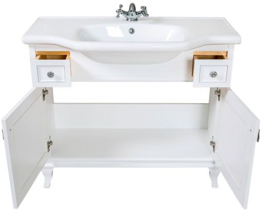 Тумба напольная Aqua Rodos Беатриче 100 белая патина хром с умывальником 081300-u New Klasik