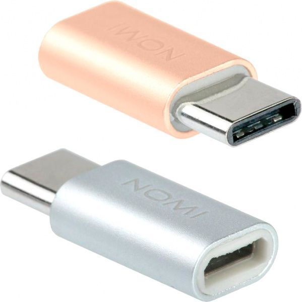 Адаптер Nomi металлический 2in1 Micro USB / Type-C