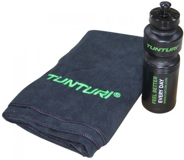 Набір 800 мл Tunturi рушник та пляшка 800 мл чорний 14TUSFU200