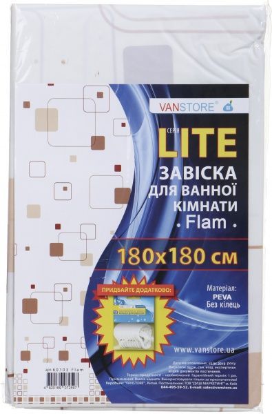 Шторка для ванны VanStore Flam 180x180 см