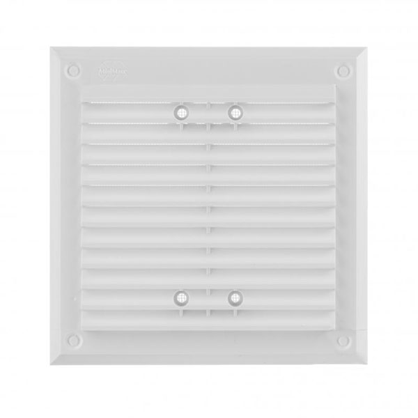 Решетка для вентиляции MiniMax с сеткой против насекомых БК 155 х 155 мм (1119) пластик белый 
