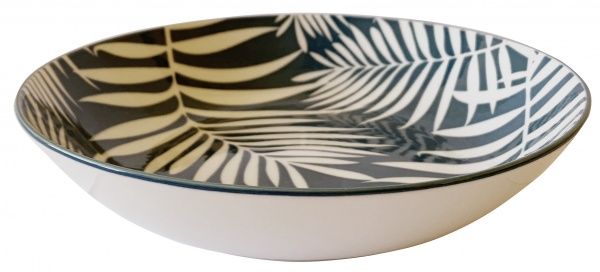 Тарелка для супа VT-P-2200Т Бирюзовые листья 650 мл Vittora