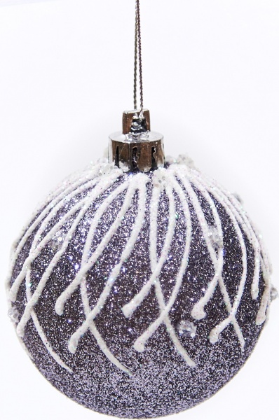 Шар новогодний Искра белый с серебристым