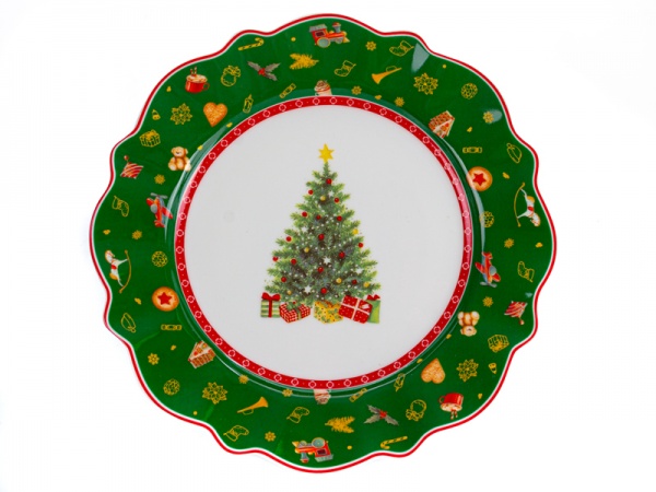 Блюдо кругле Christmas Delight green 21 см 985-116 Lefard 