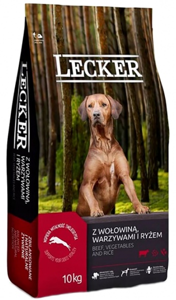 Корм сухий Lecker Premium з яловичиною, рисом та овочами 10 кг