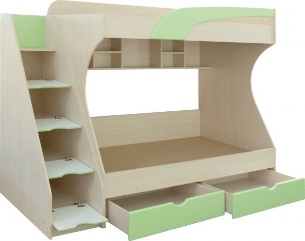 Ліжко двох'ярусне Ровер-Ресурс Кадет 80x190 см молочний/фісташковий 