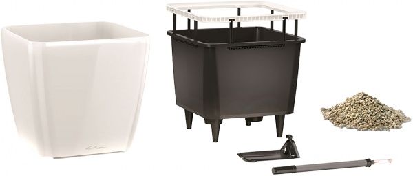 Вазон пластиковый Lechuza Quadro Premium LS 35 квадратный 39,7л коричневый 