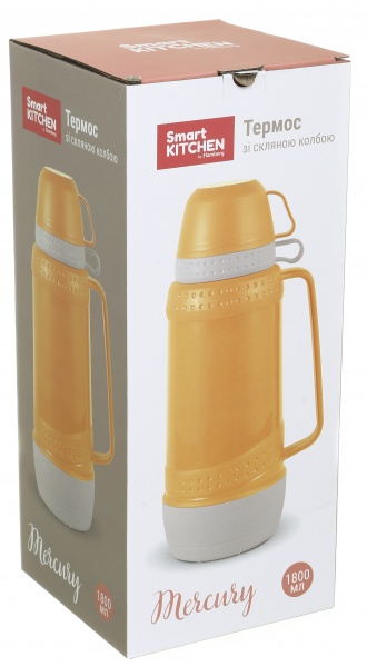 Термос Mercury со стеклянной колбой оранжевый 1800 мл Flamberg Smart Kitchen