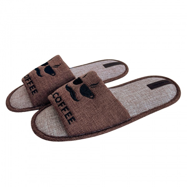 Капці домашні чоловічі HS-VL з вишивкою рогожка 9288 р.42/43 коричневий 