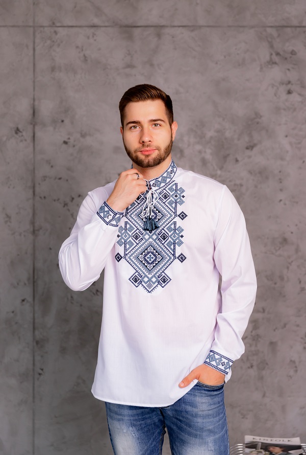 Сорочка Galychanka Гордій Msh-66-ls р. XXL білий із синім