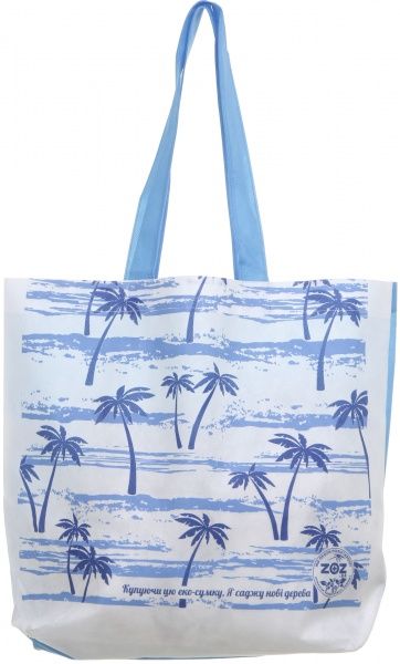 Экосумка Пальмы белый с голубым 