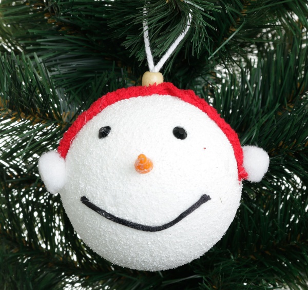 Куля новорічна Shunda пінопластиковий 100 мм біло-червоний SDA2111510WR