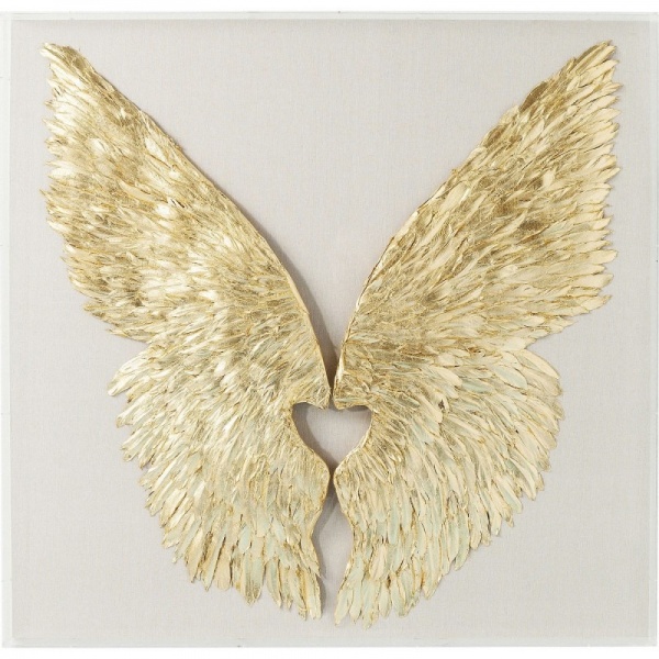 Декор настенный KARE Design Wings Gold White 120x120x0,8 см 120x120 см золото 