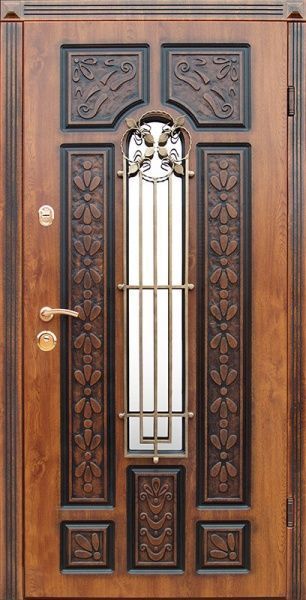 Двері вхідні Abwehr АП1-127 (V) (K7) (СПЗ) (ЗК) 086П (ЗД+ПТ2) дуб золотий 2050х860мм праві