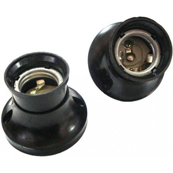 Патрон электрический  ЕМТ фланцевый прямой настенный E27 карболит черный 22-0111