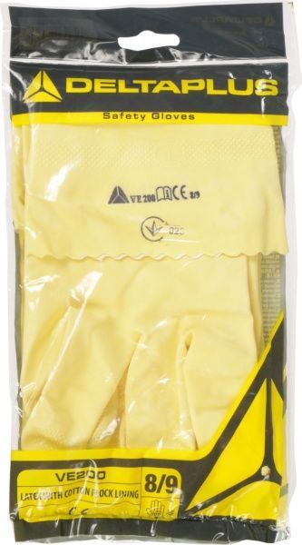 Перчатки Delta Plus VE200JA с хлопчатобумажной подкладкой с покрытием латекс M (8) VE200JA08