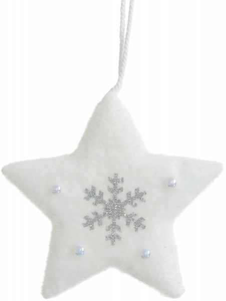 Декоративная подвеска Shunda звезда 13 см белый с серебристым SDF213412WS