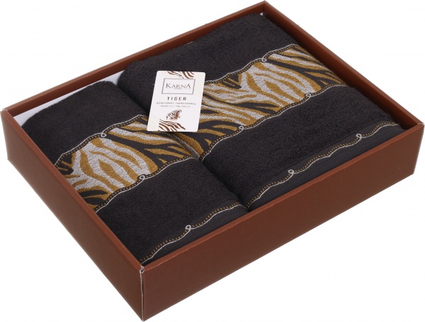Набір рушників Tiger 2 шт. антрацит Karna 