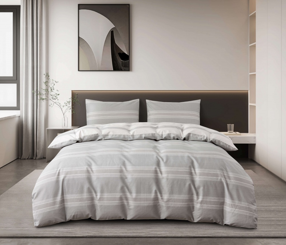 Комплект постільної білизни Conty 2 світло-сірий із білим La Nuit