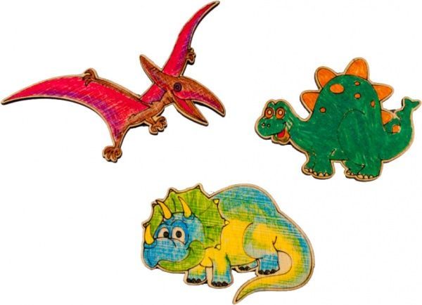 Іграшка дерев'яна Зірка магніт Динозаврики