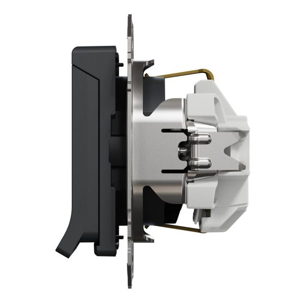 Розетка силова із заземленням Schneider Electric Sedna Design зі шторками з кришкою чорний SDD114024