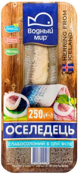 Сельдь ТМ Водный мир филе слабосоленая в масле 250