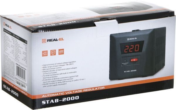 Стабілізатор напруги REAL-EL STAB-2000, black (REAL-EL)