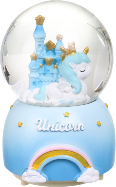 Сувенір новорічний куля снігова палац єдинорога 2149-80 світлодіодна (LED) 