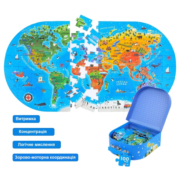 Пазл Mideer у кейсі Мапа Світу MD3027