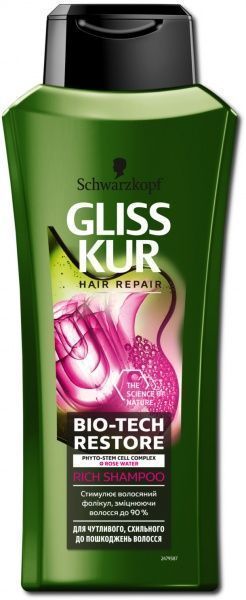 Шампунь Gliss Kur Bio-Tech Restore для чувствительных, склонных к повреждению волос 400 мл