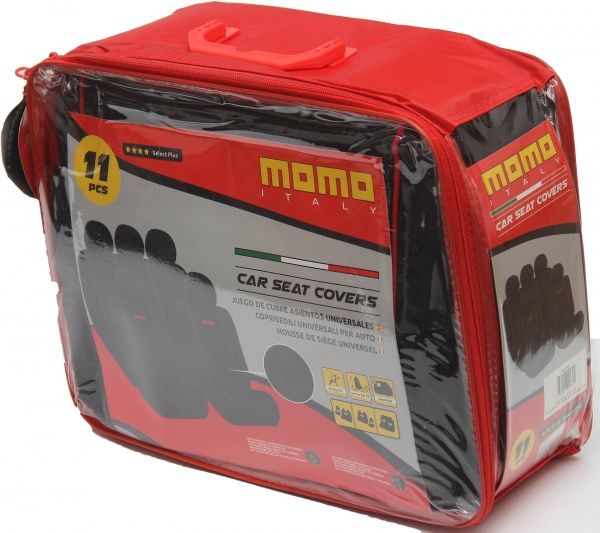 Комплект чохлів на сидіння Fodera Univ MOMO SC021BR чорний із червоним