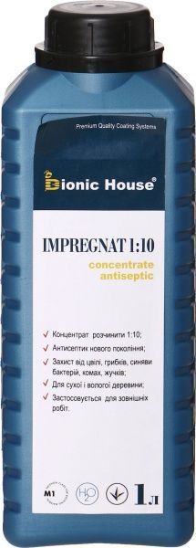 Антисептик Bionic House транспортный для дерева Impregnat 1:10 безколірний 1 л