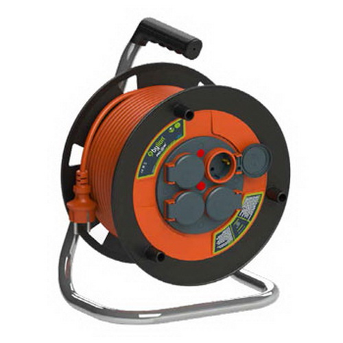 Катушка для удлинителя с заземлением 4 гн. черный с оранжевым 
