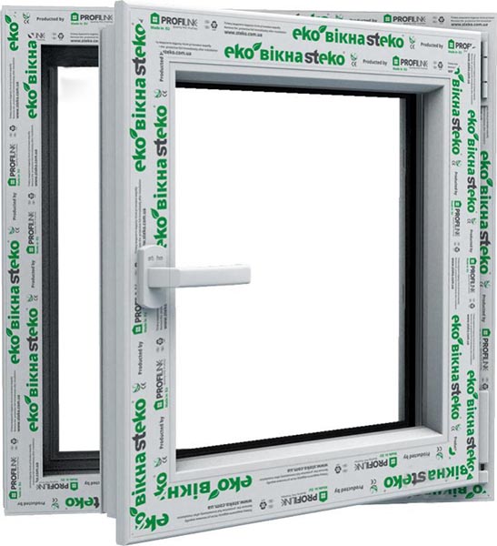 Окно поворотно-откидное Steko S300 58 600x600 мм правое